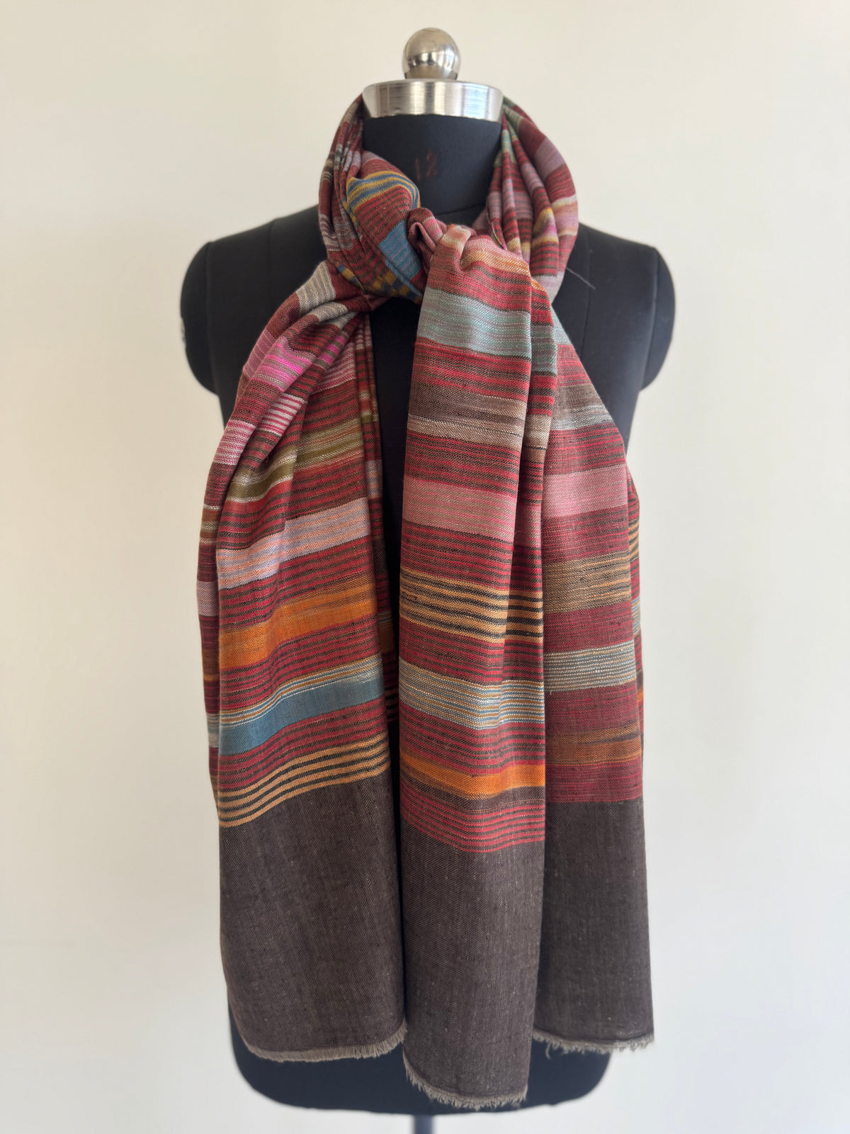 Pashmina Handloom woven stripes shawl size 100 x 200 Cm