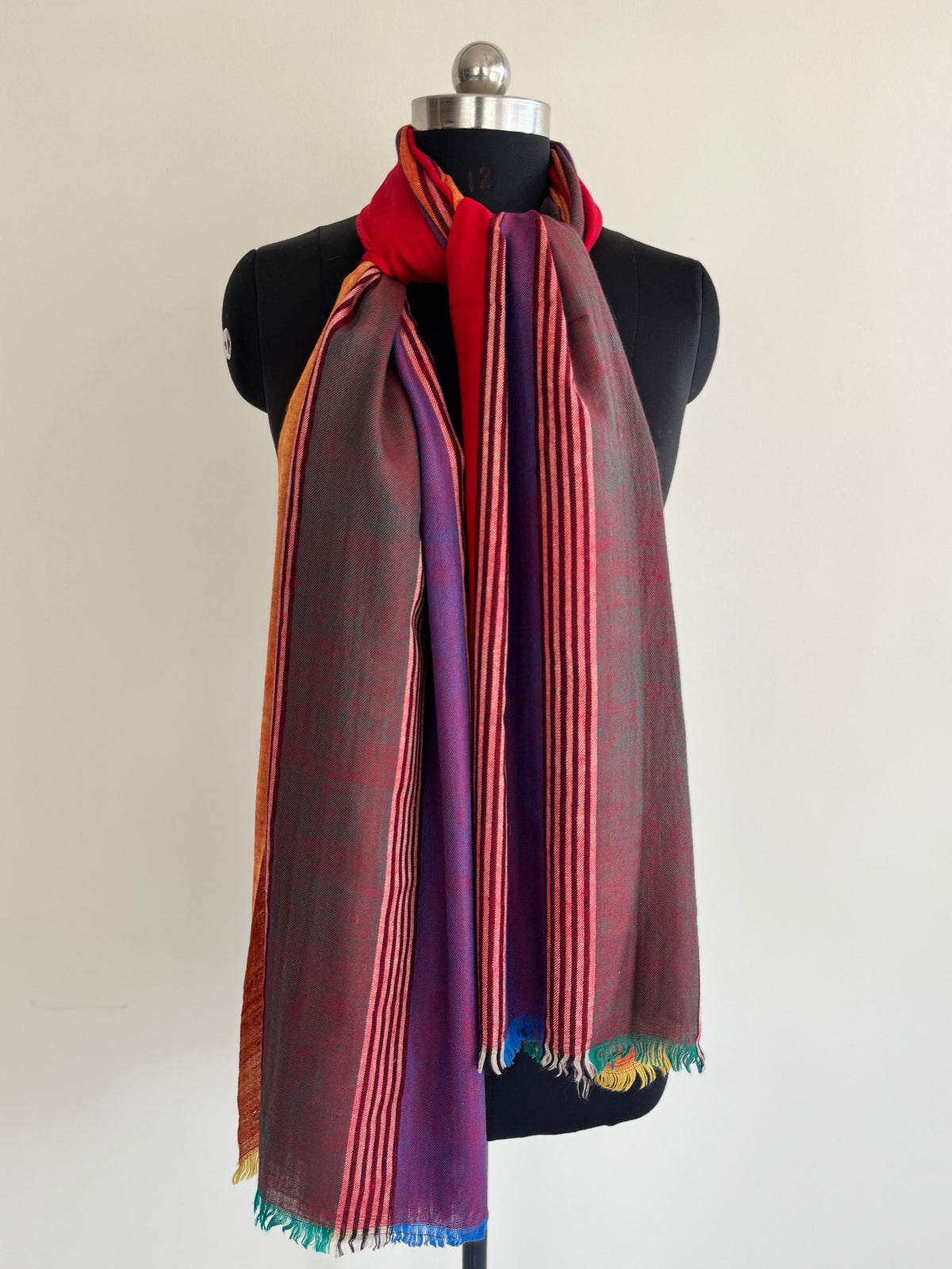 Pashmina Handloom woven strips shawl size 100 x 200 Cm