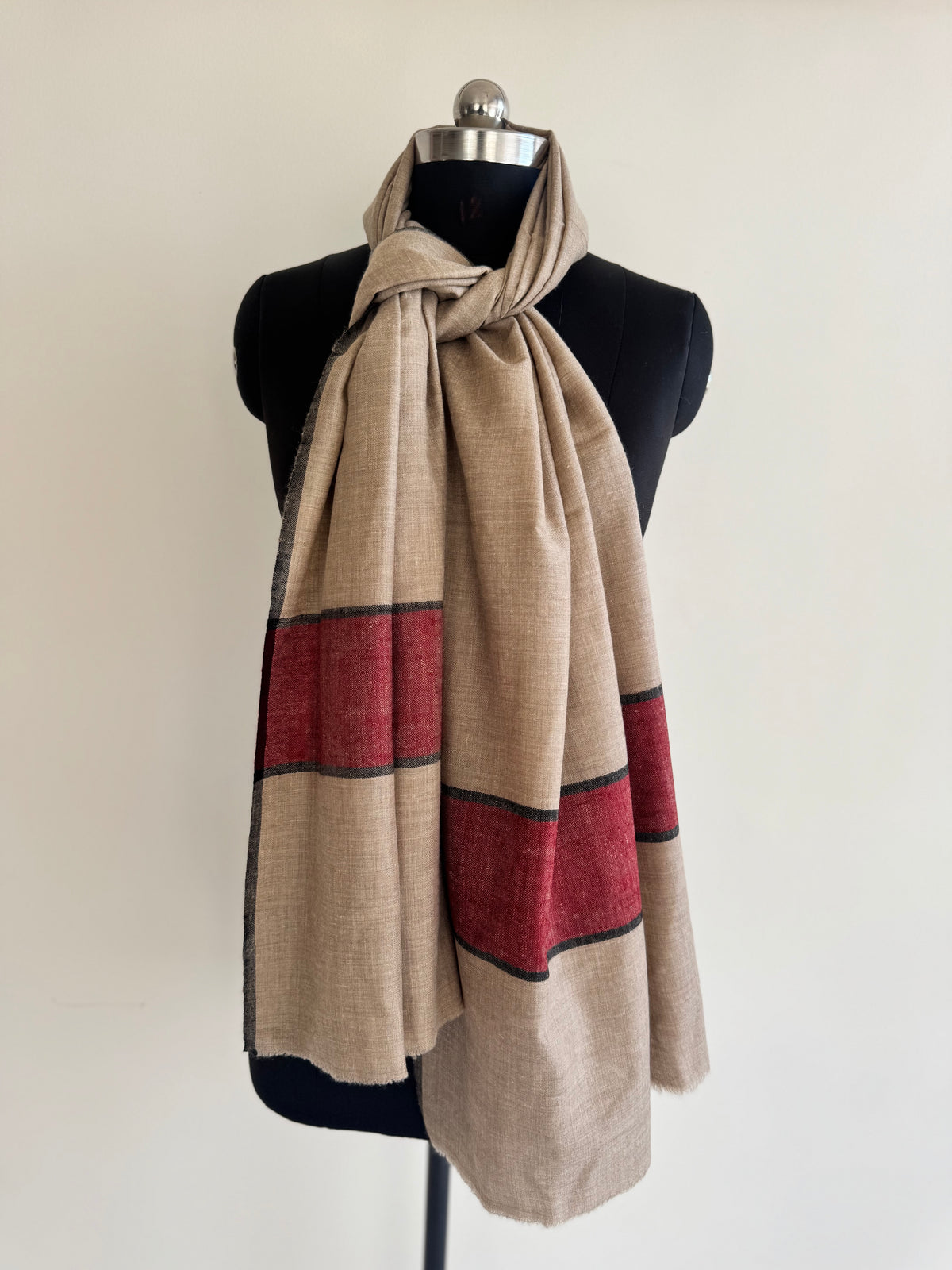 Pashmina Handloom woven strip shawl size 100 x 200 Cm