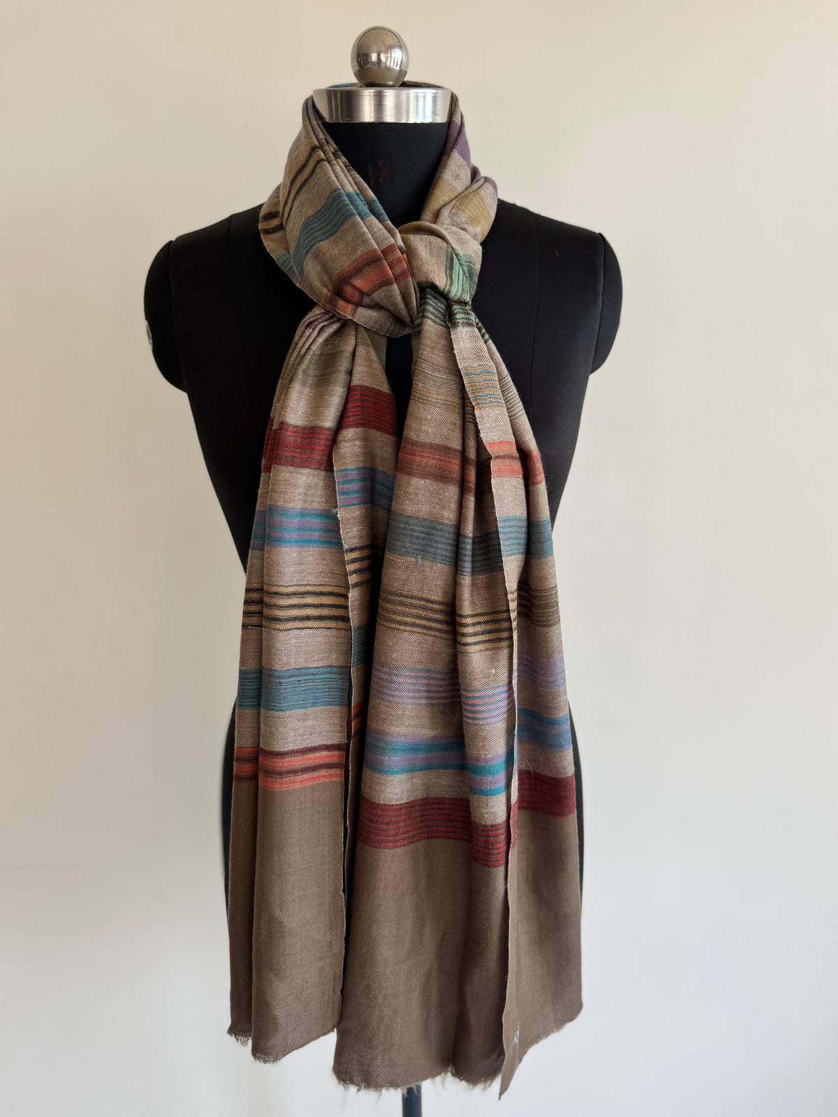 Pashmina Handloom woven strips shawl size 100 x 200 Cm