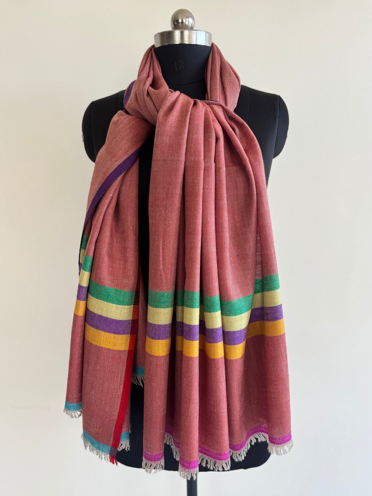 Pashmina Handloom woven stripes shawl size 100 x 200 Cm