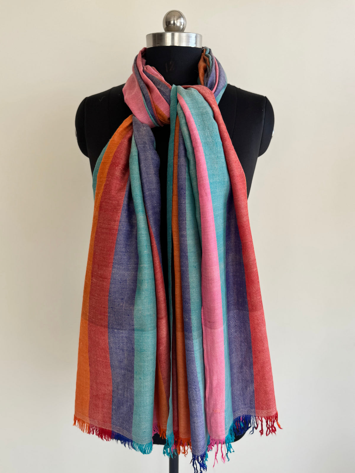 Pashmina Handloom woven strips shawl size 100 x 200 Cm