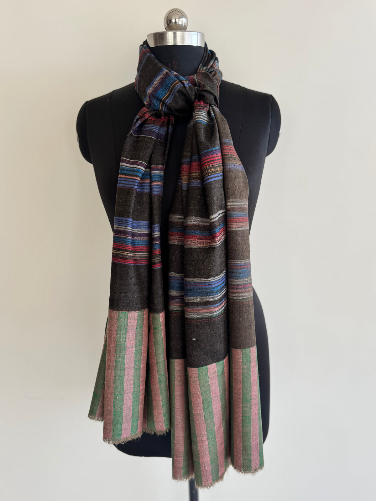Pashmina Handloom woven strips shawl size 100 x 200 Cm