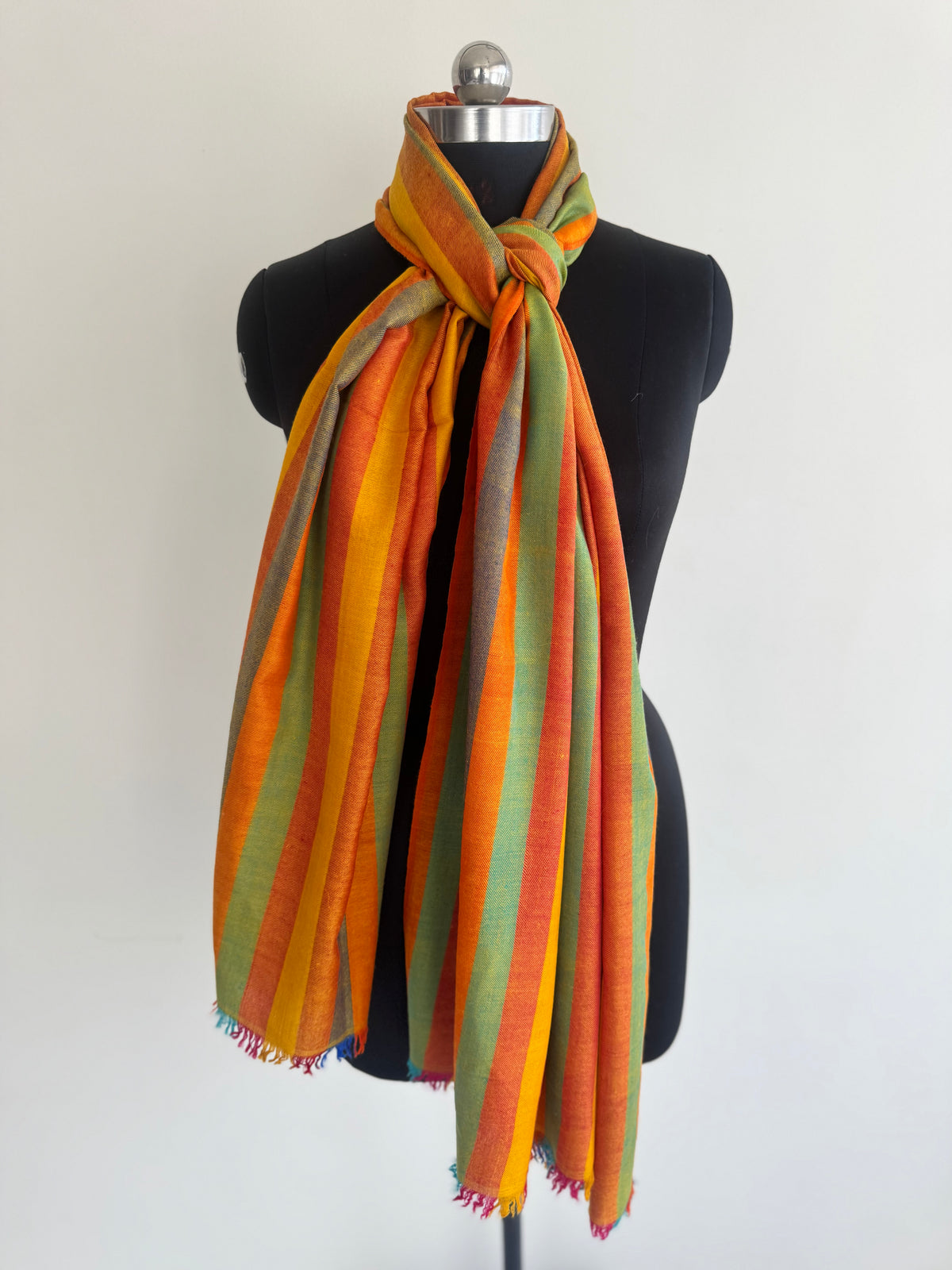 Pashmina Handloom woven strips shawl size 100 x 200 Cm