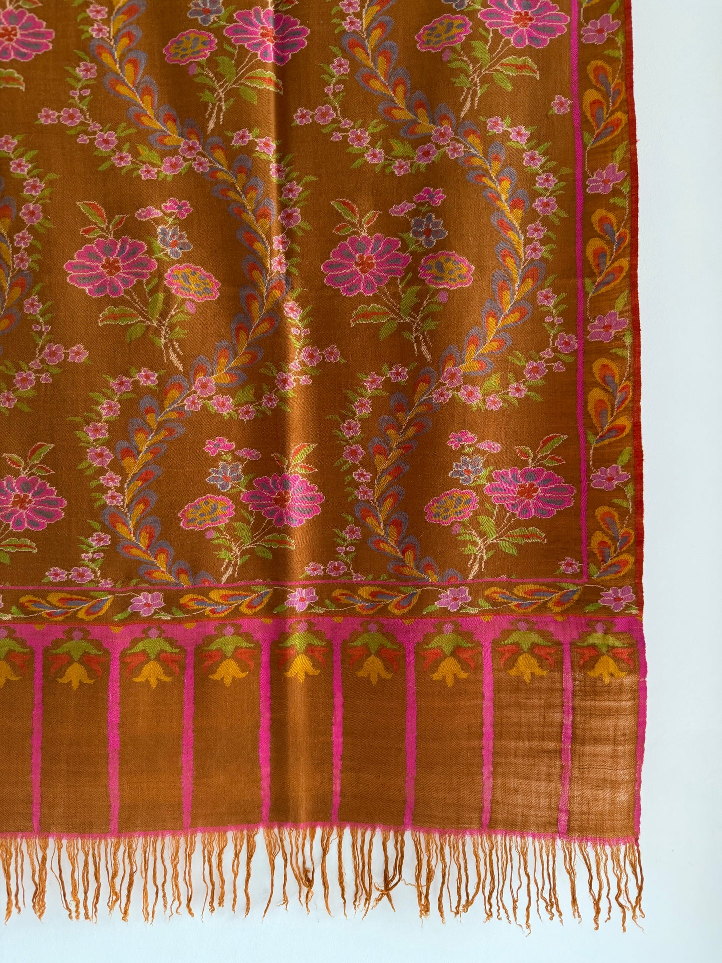Kani Jamawar Shawl – Pure Handloom Pashmina Brown