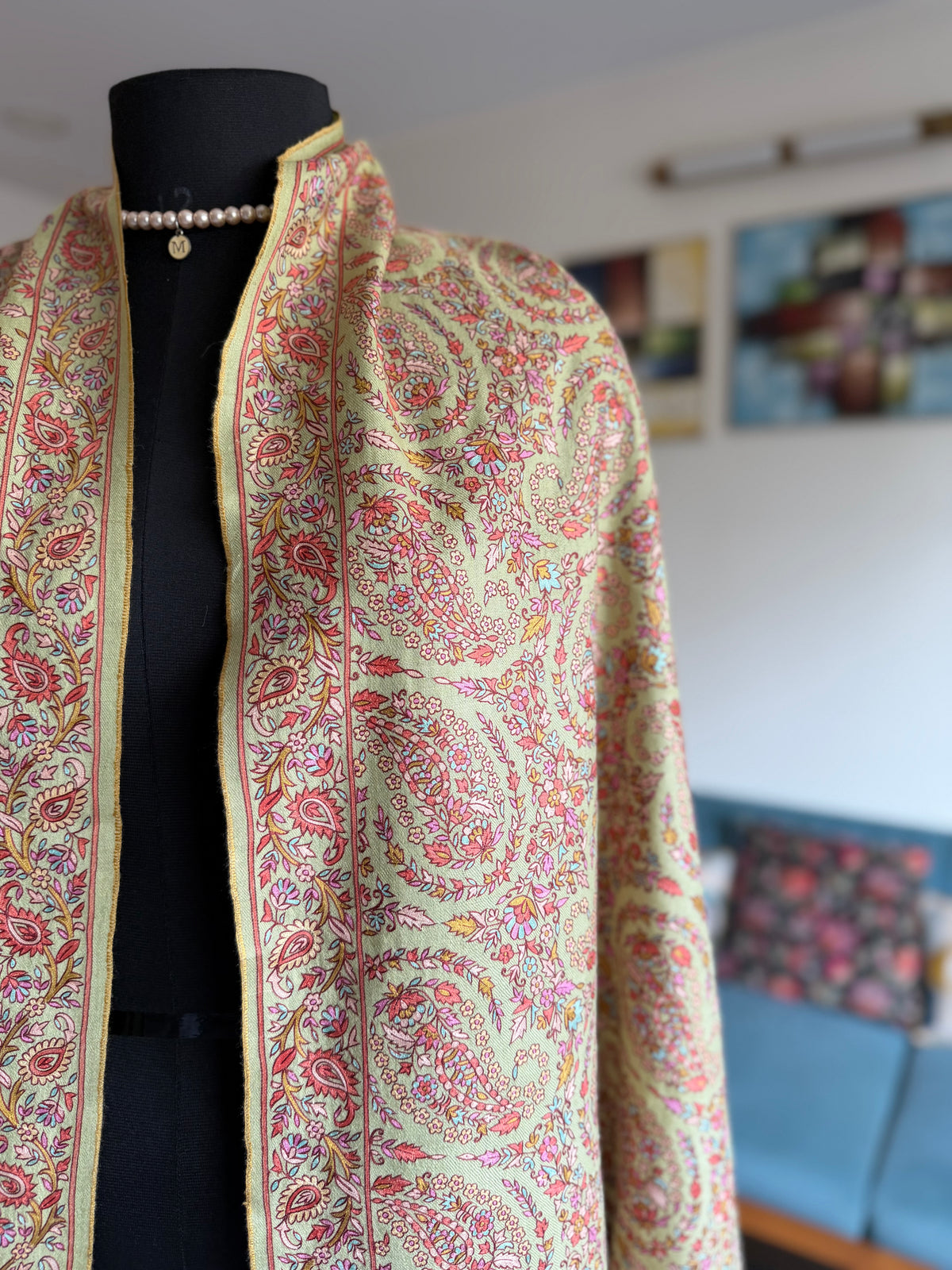 Pure Pashmina handloom woven and Hand hook embroidery shawl