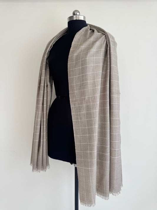 Pashmina Handloom woven check shawl size 100 x 200 Cm