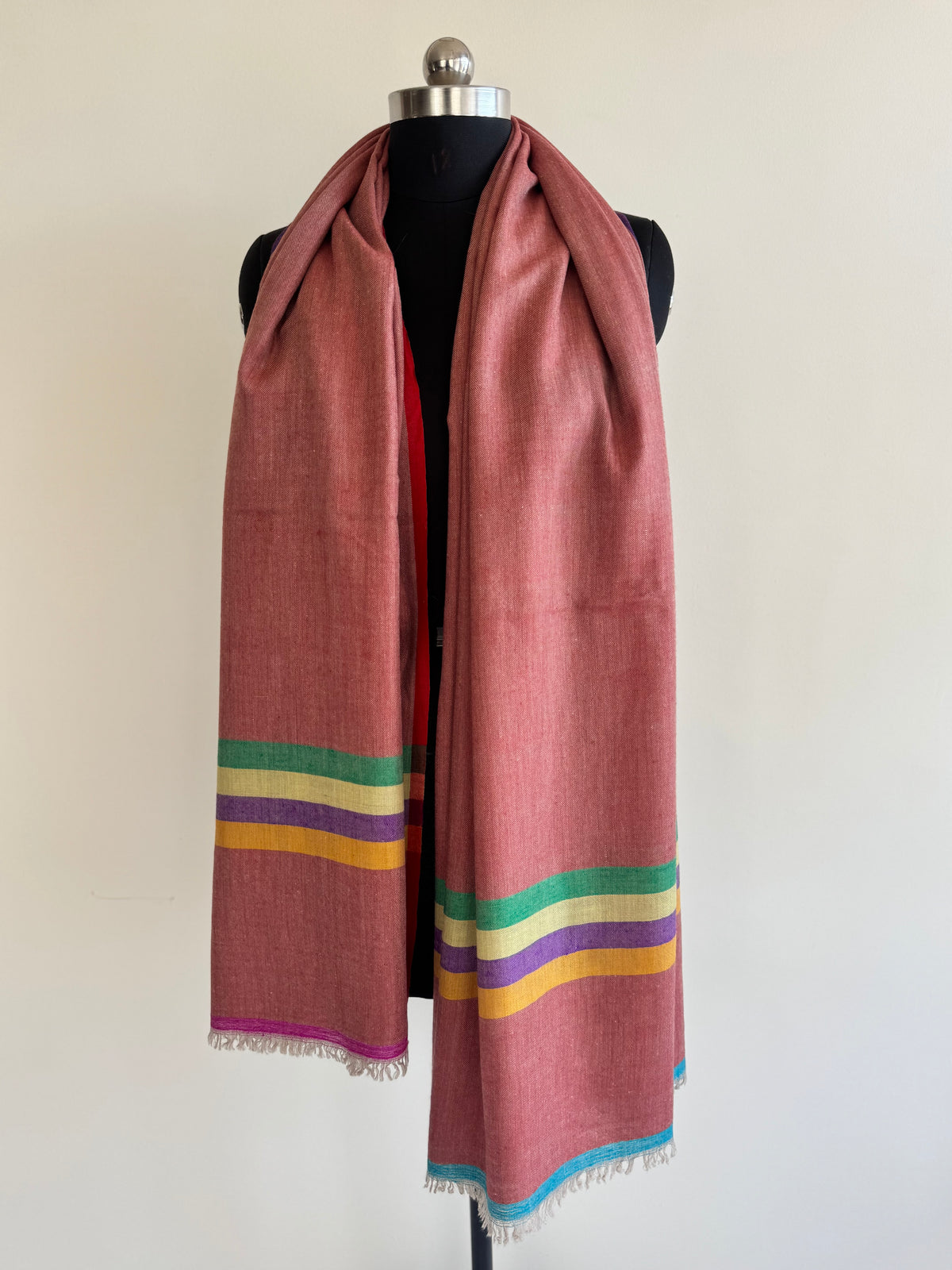 Pashmina Handloom woven stripes shawl size 100 x 200 Cm