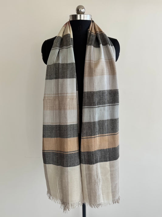 Pashmina Handloom woven check shawl size 100 x 200 Cm