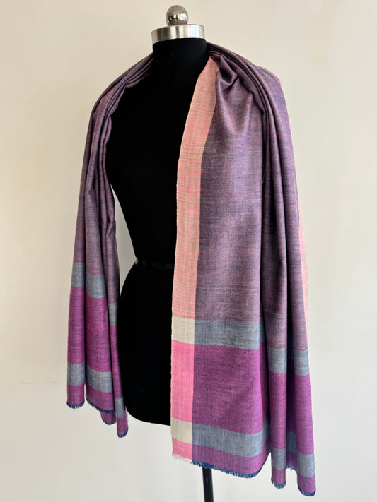 Pashmina Handloom woven check shawl size 100 x 200 Cm