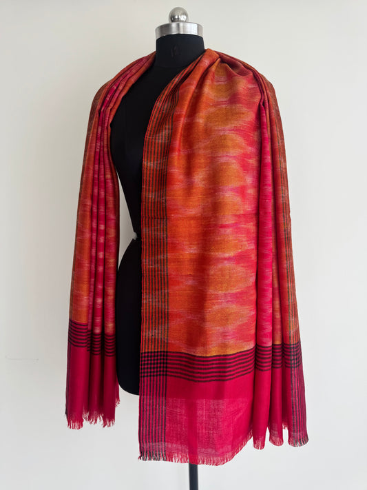 Pashmina Handloom woven ikat shawl size 100 x 200 Cm