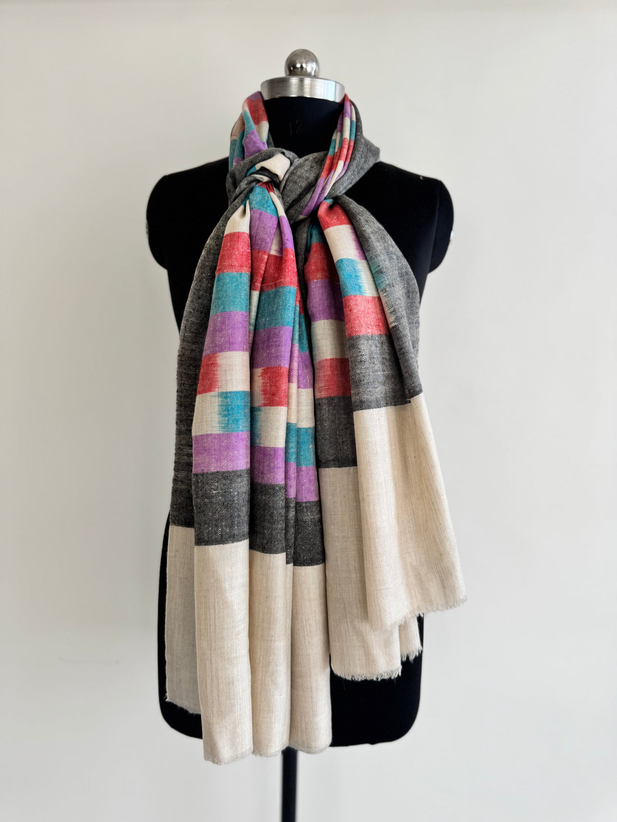 Pashmina Handloom woven ikat shawl size 100 x 200 Cm