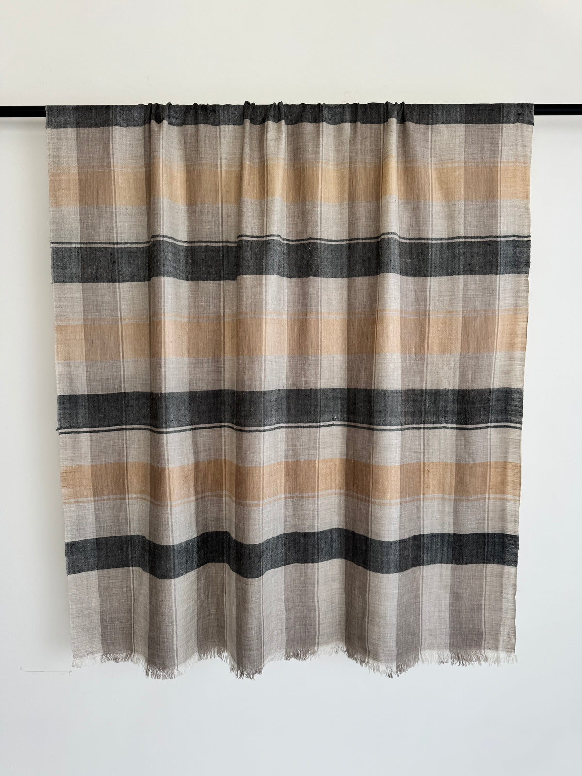 Pashmina Handloom woven check shawl size 100 x 200 Cm
