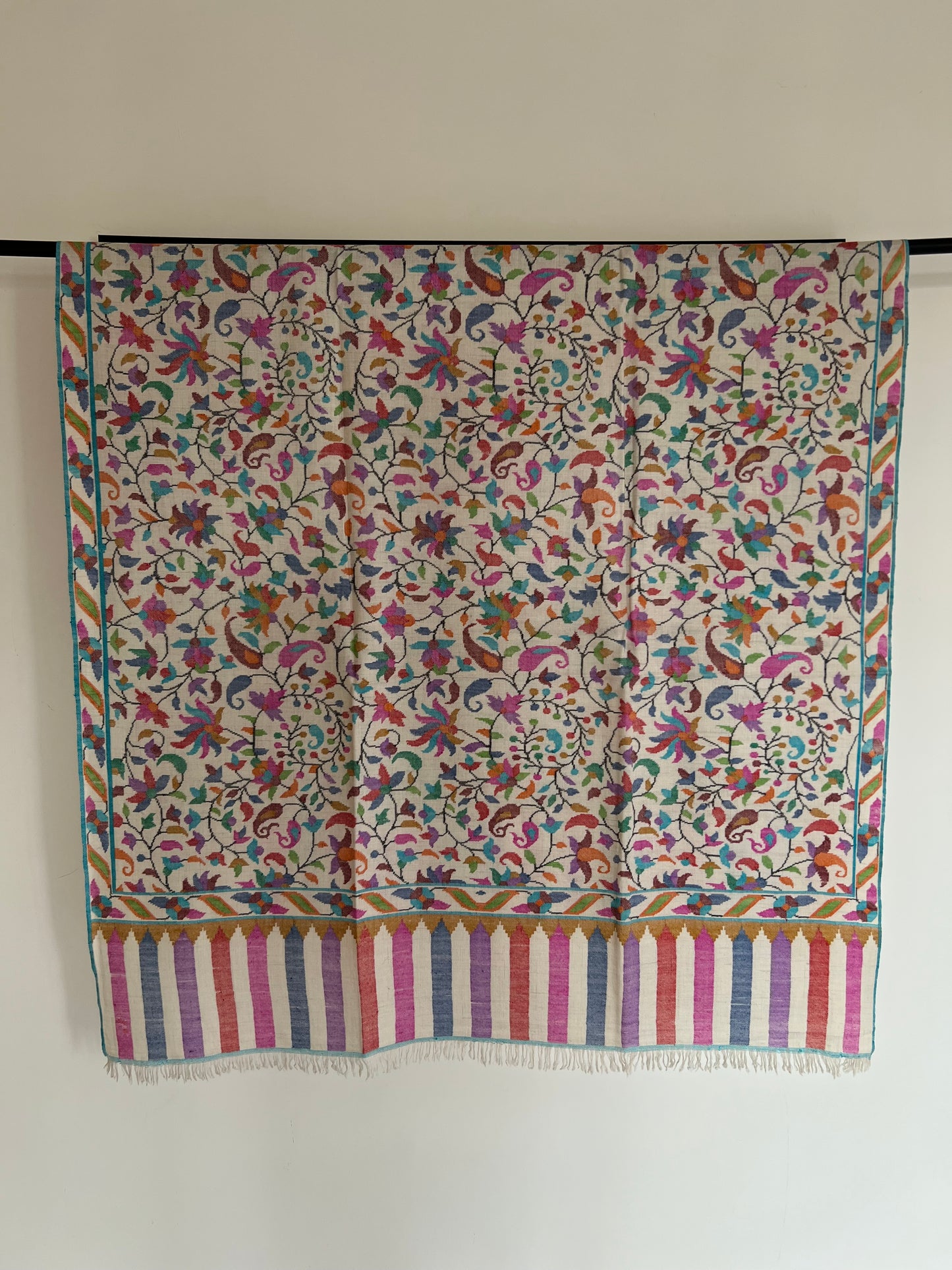 Kani Jamawar Shawl – Pure Handloom Pashmina Ivory