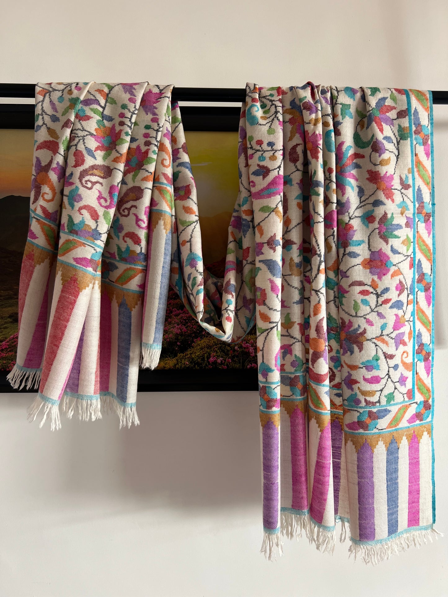 Kani Jamawar Shawl – Pure Handloom Pashmina Ivory