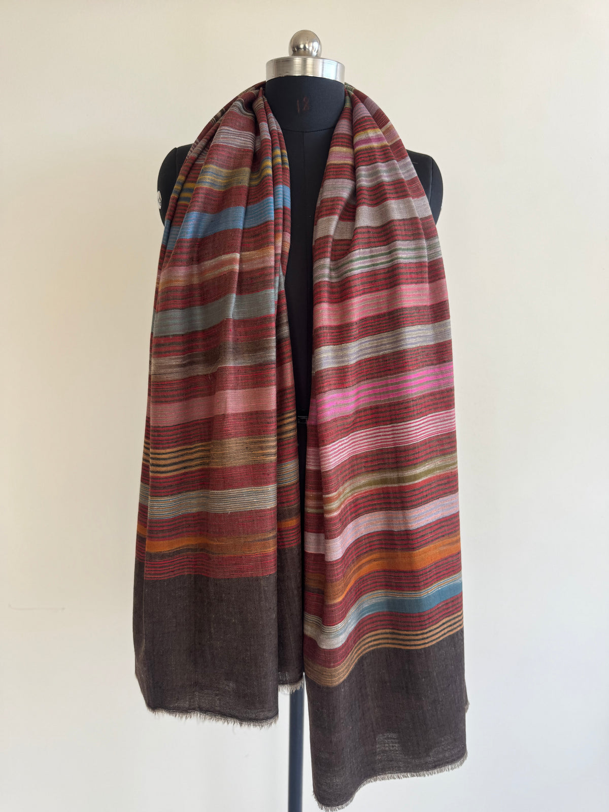 Pashmina Handloom woven stripes shawl size 100 x 200 Cm