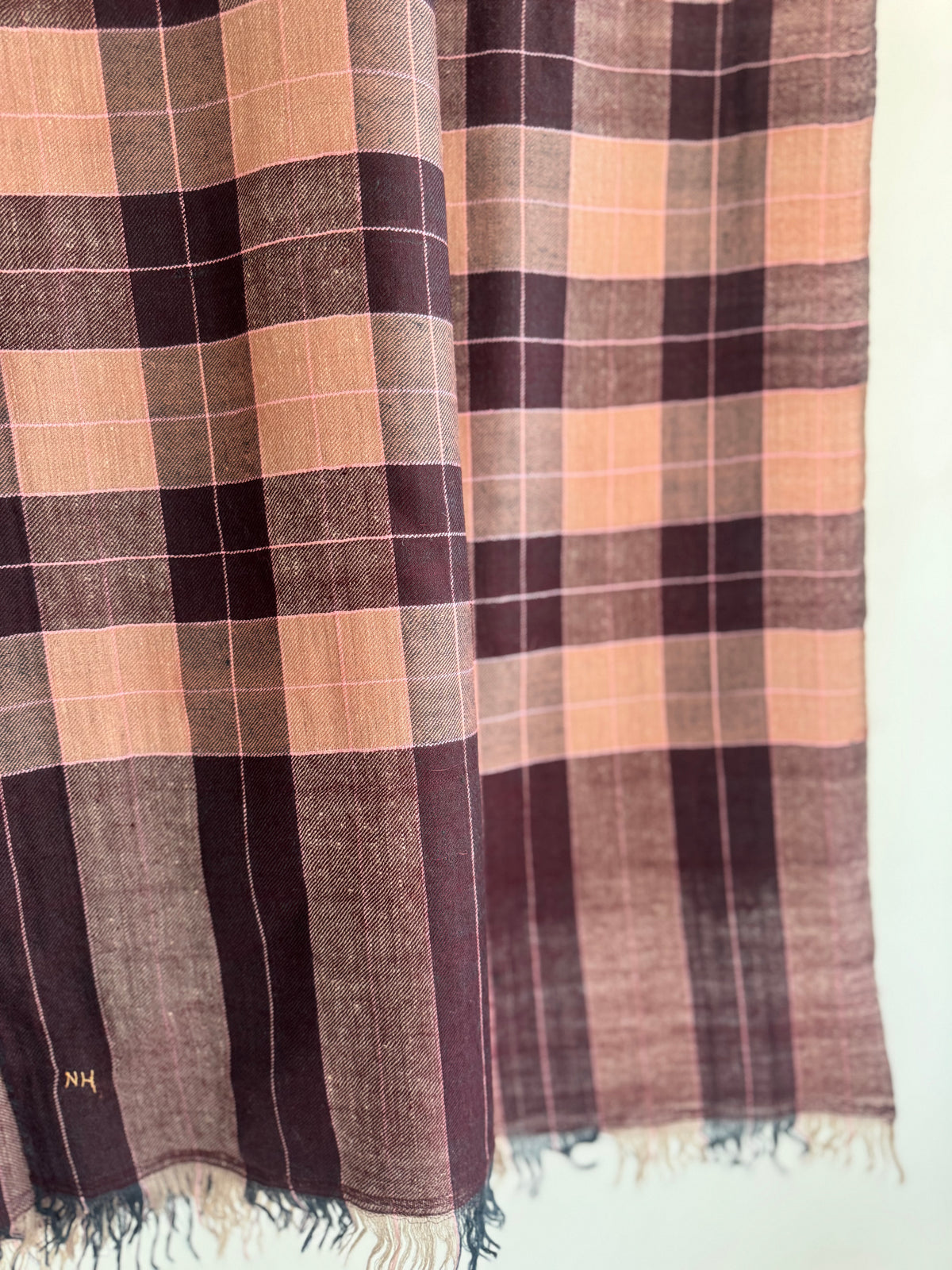 Pashmina Handloom woven check shawl size 100 x 200 Cm