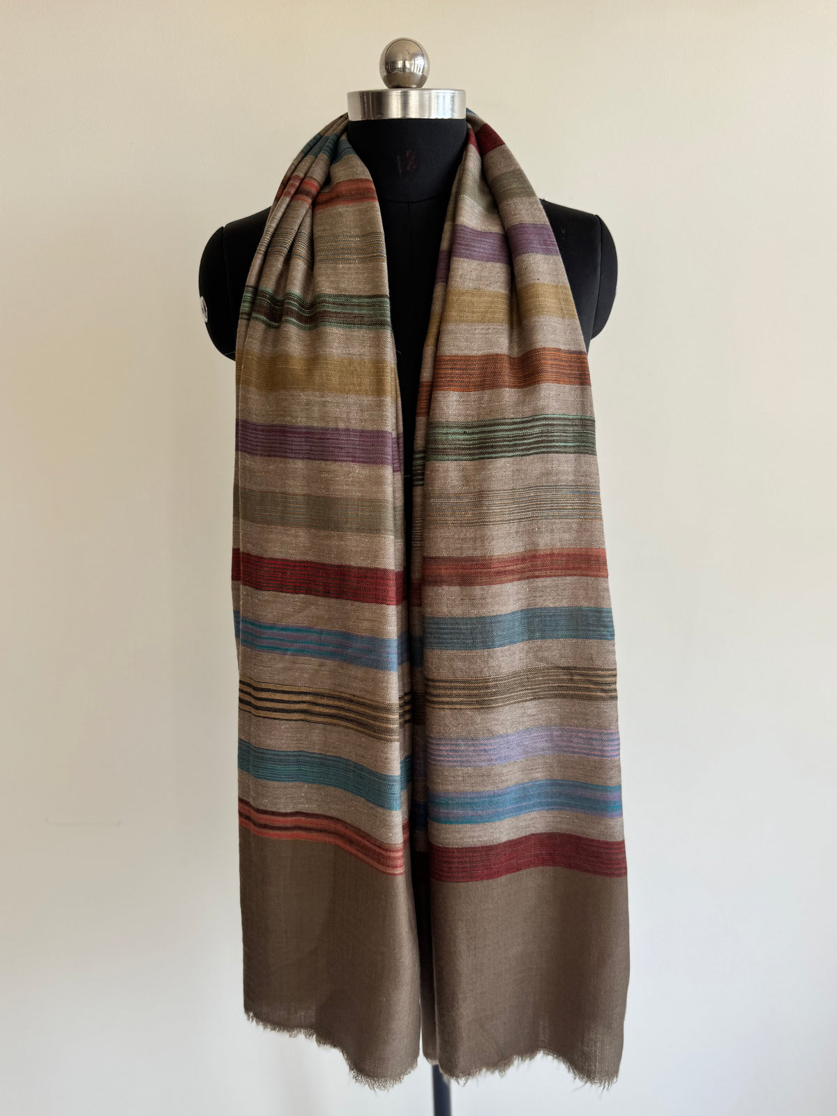Pashmina Handloom woven strips shawl size 100 x 200 Cm