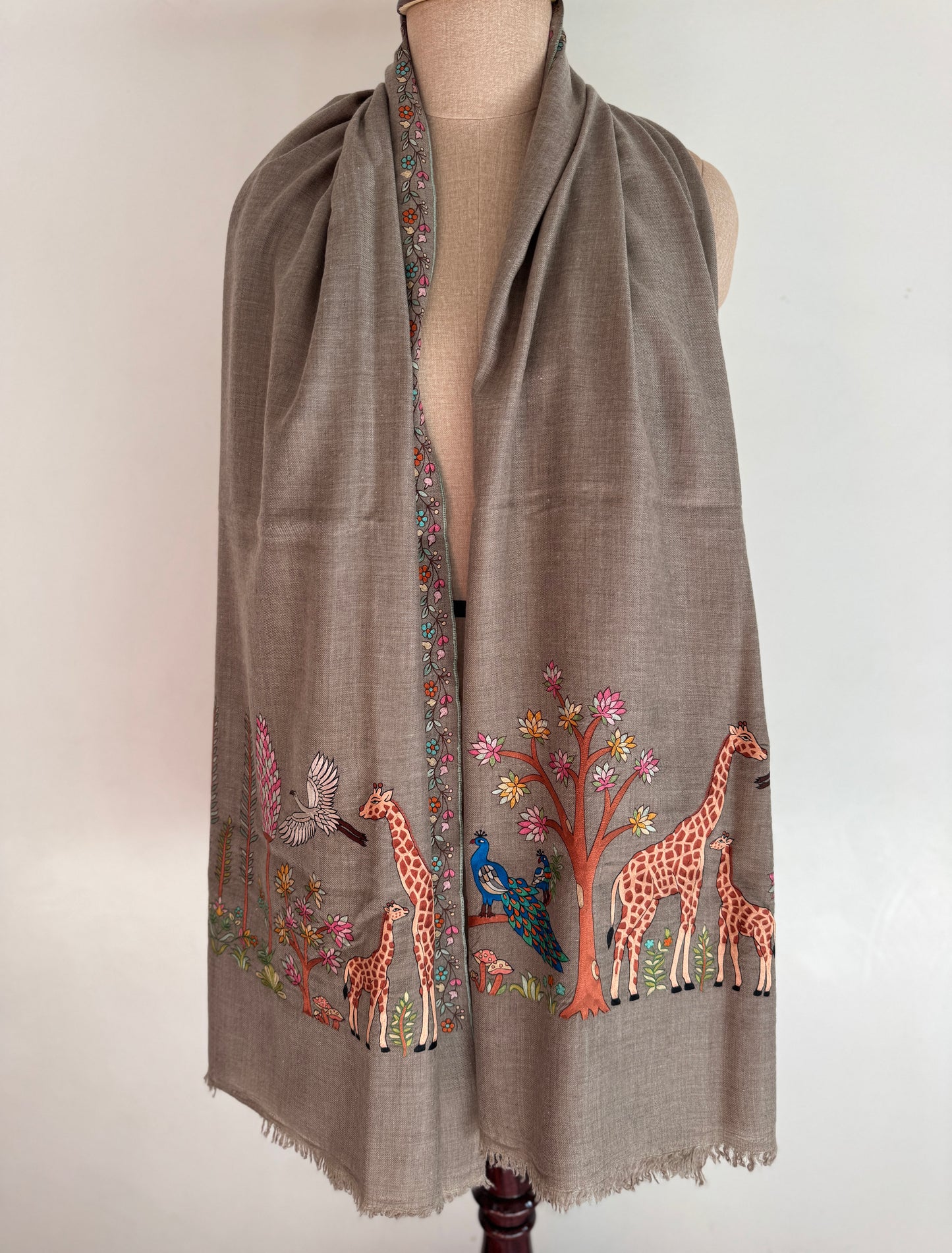 Jungle  Palla Kalmkari Hand embroidery shawl