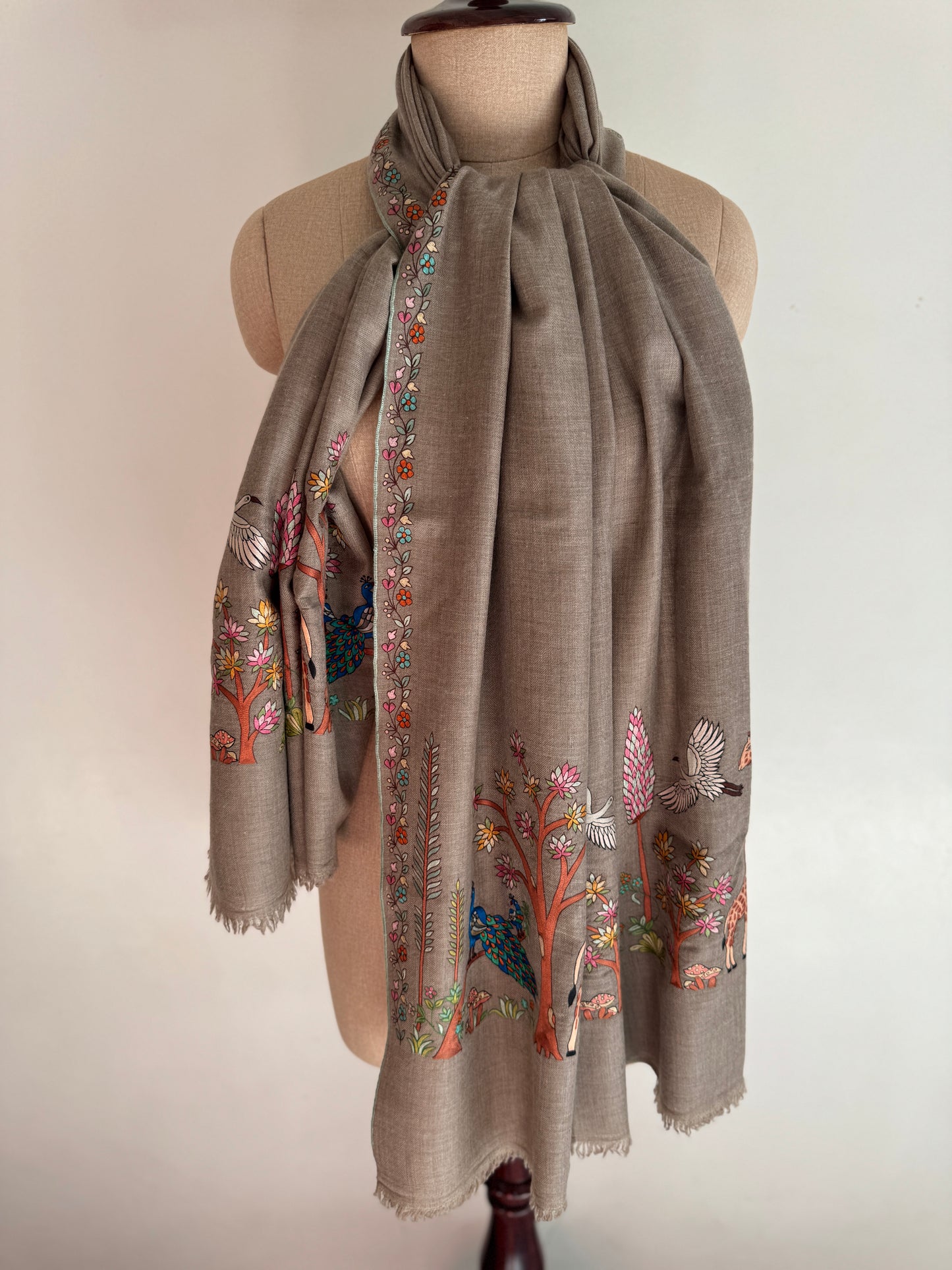 Jungle  Palla Kalmkari Hand embroidery shawl