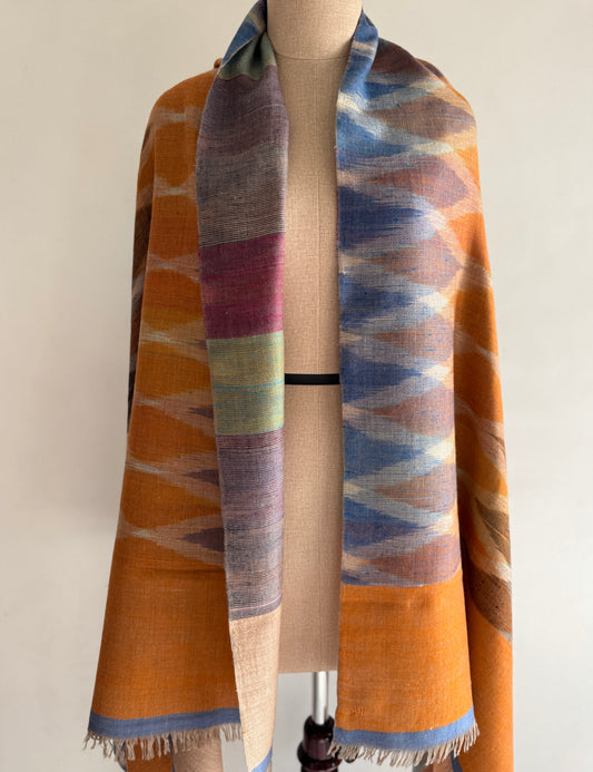 Pashmina Handloom woven Ikat Reversible shawl size 100 x 200 Cm