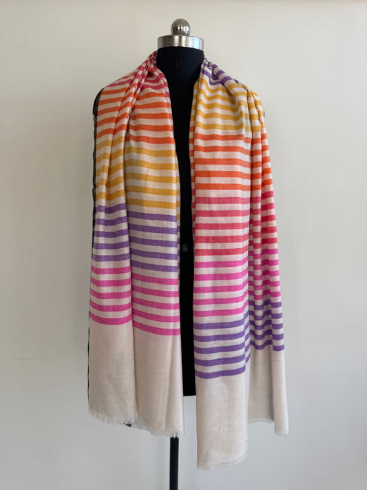 Pashmina Handloom woven strips shawl size 100 x 200 Cm