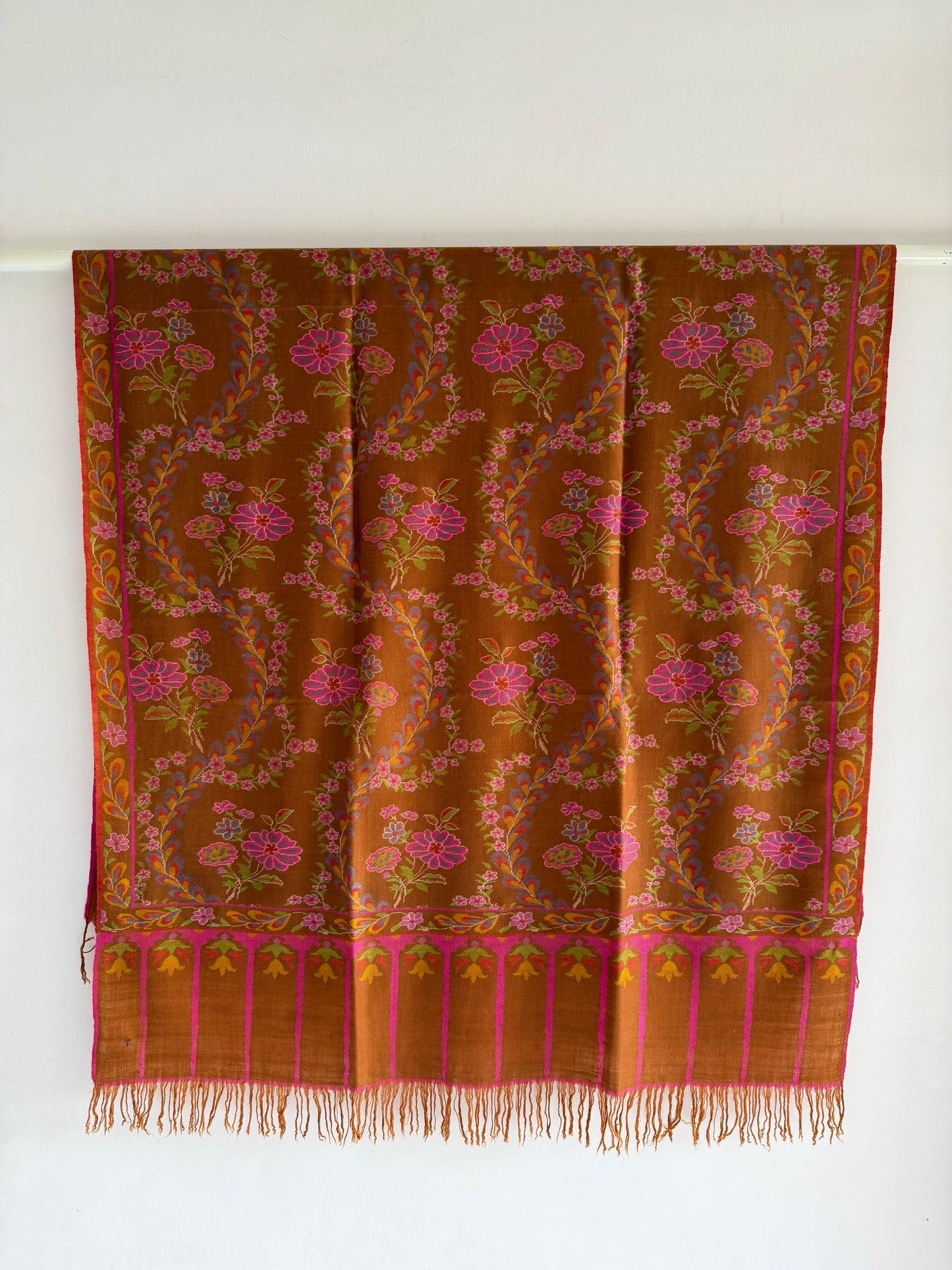 Kani Jamawar Shawl – Pure Handloom Pashmina Brown
