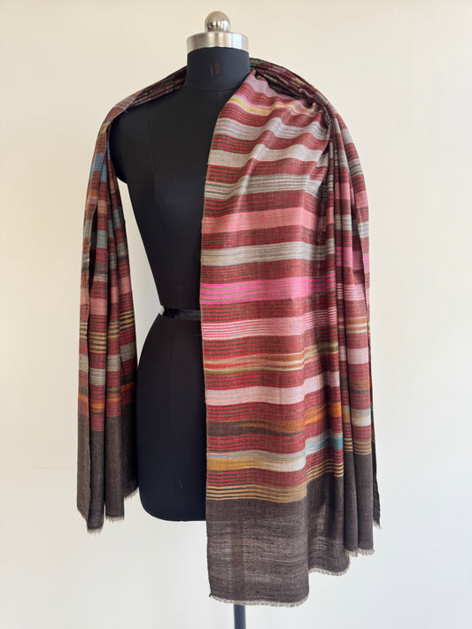 Pashmina Handloom woven stripes shawl size 100 x 200 Cm