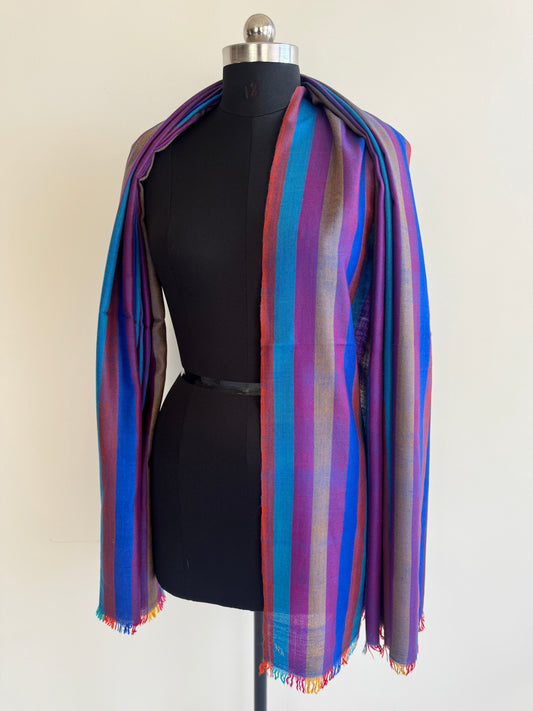 Pashmina Handloom woven stripes shawl size 100 x 200 Cm
