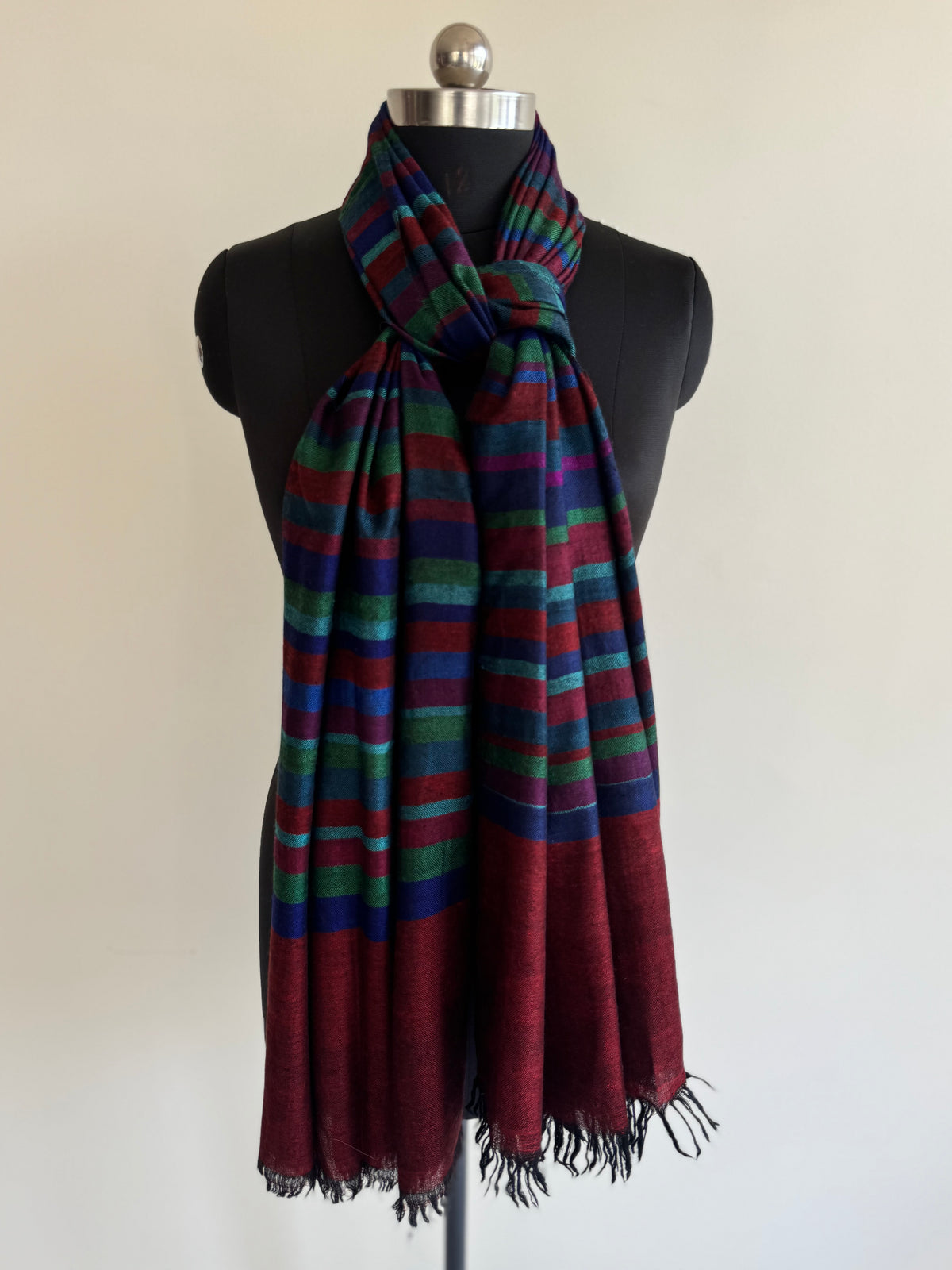 Pashmina Handloom woven strips shawl size 100 x 200 Cm