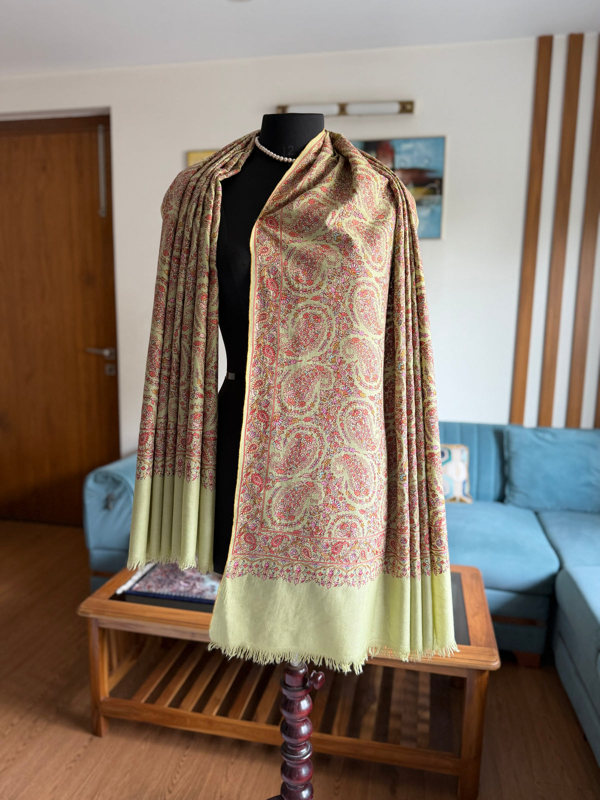 Pure Pashmina handloom woven and Hand hook embroidery shawl