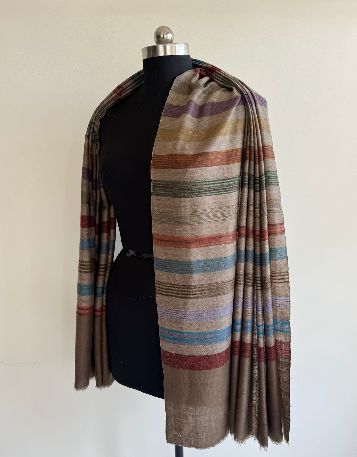 Pashmina Handloom woven strips shawl size 100 x 200 Cm