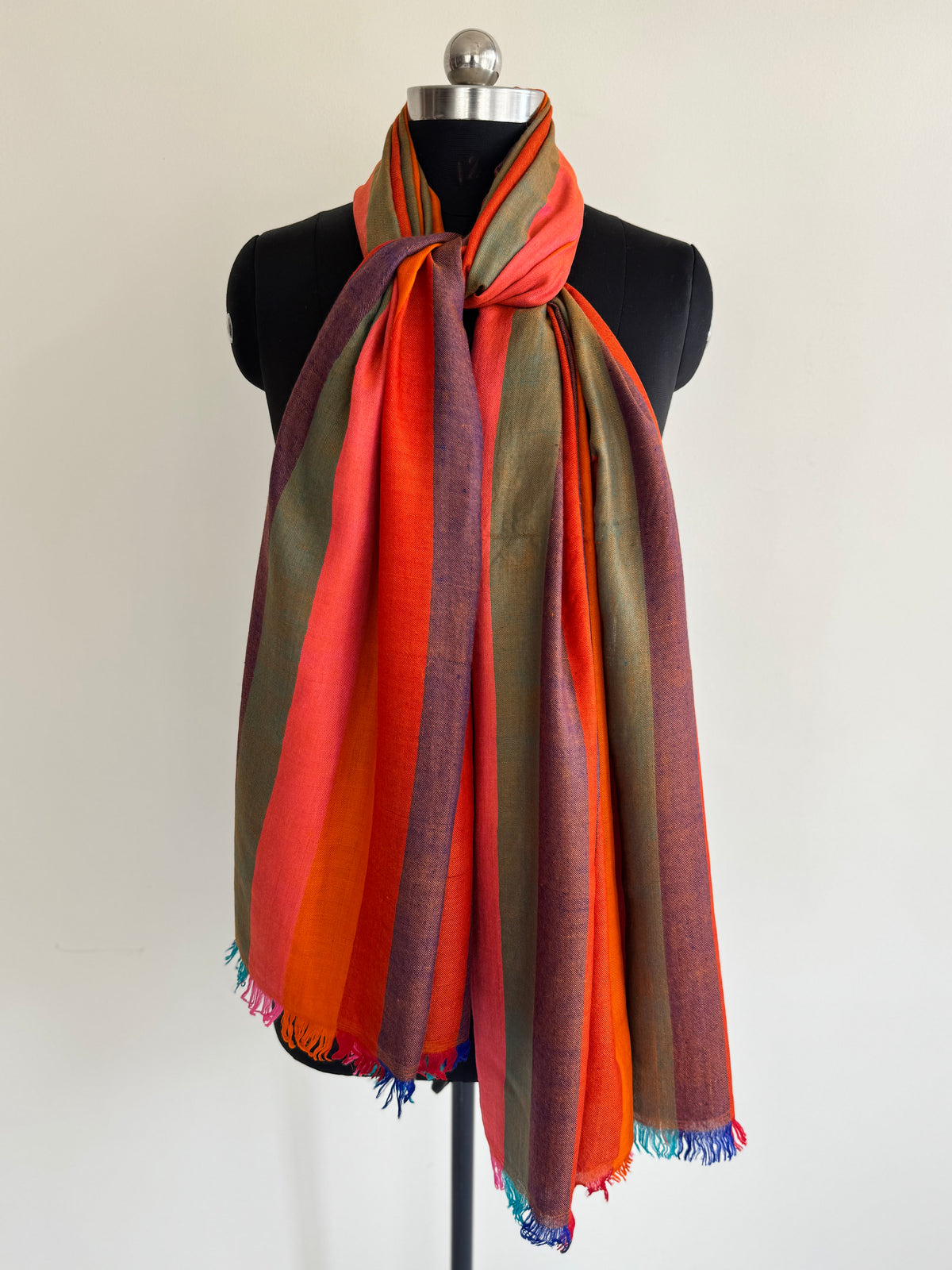 Pashmina Handloom woven strips shawl size 100 x 200 Cm