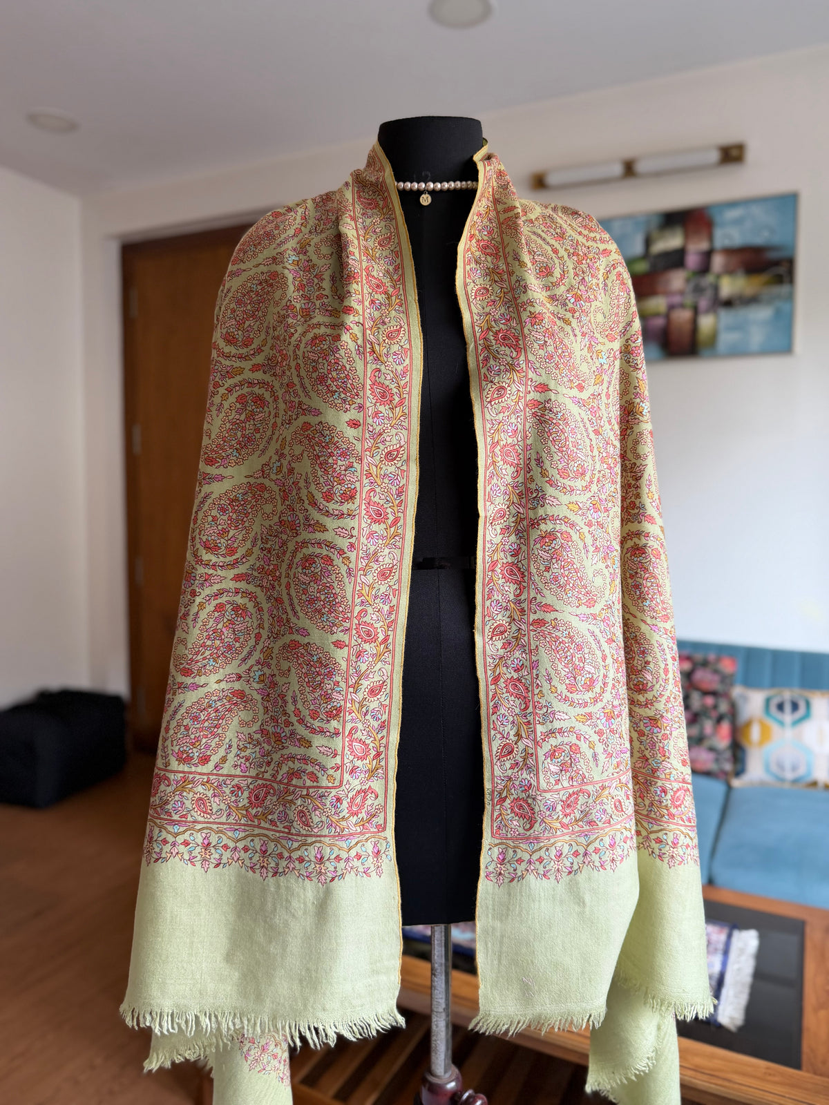 Pure Pashmina handloom woven and Hand hook embroidery shawl