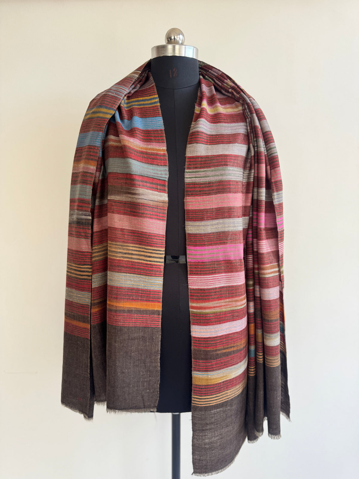 Pashmina Handloom woven stripes shawl size 100 x 200 Cm