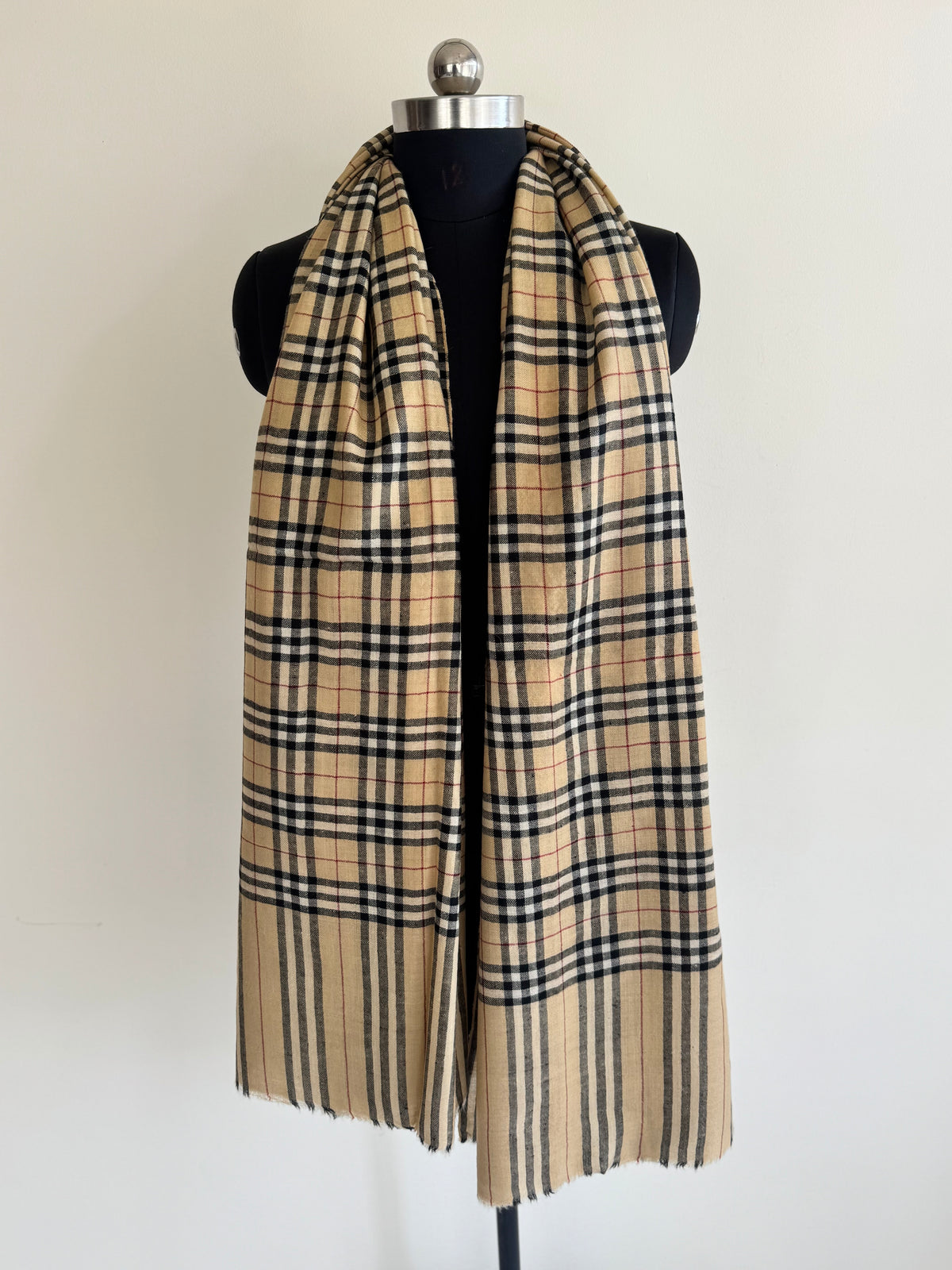 Pashmina Handloom woven check shawl size 100 x 200 Cm