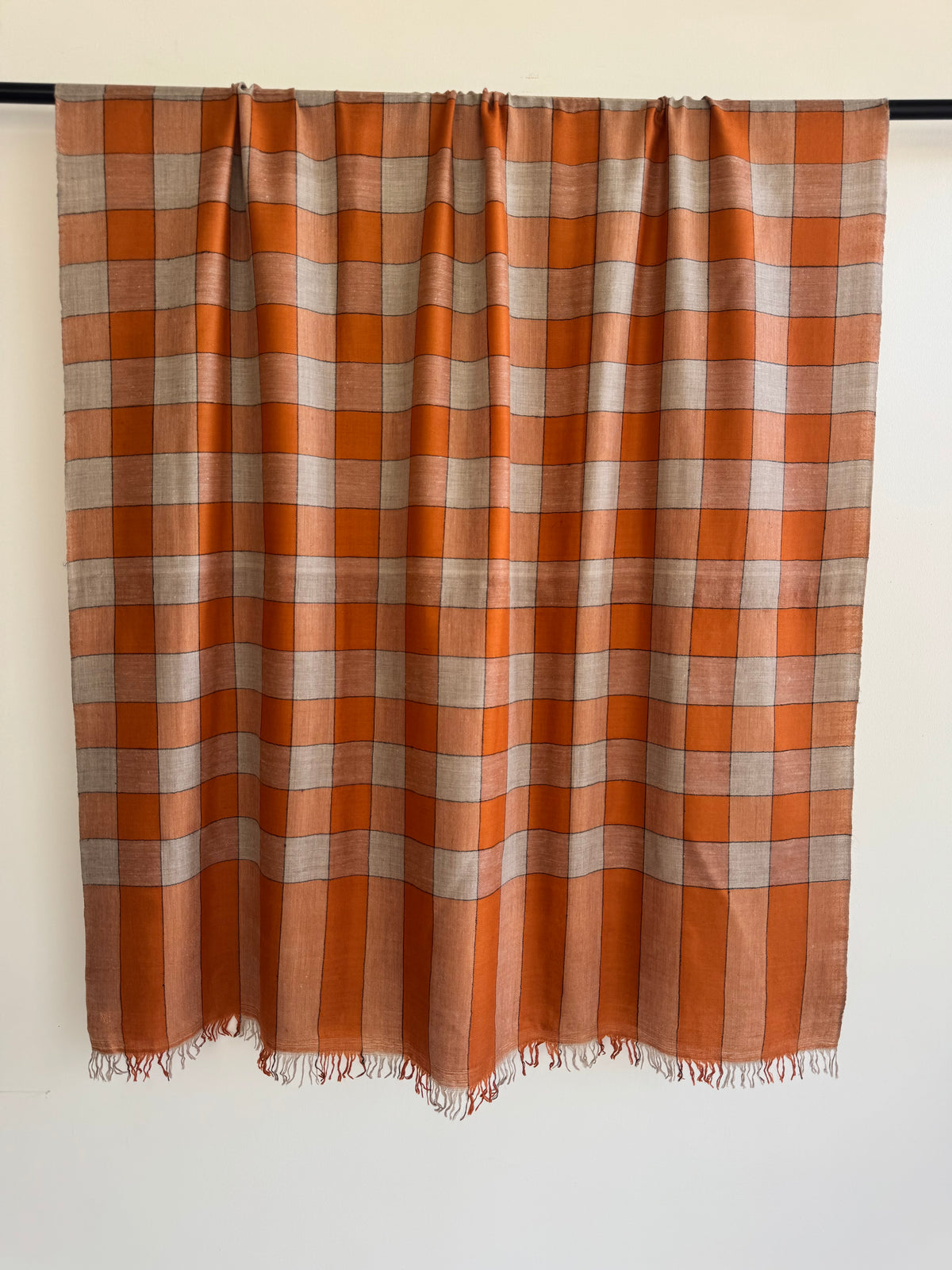 Pashmina Handloom woven check shawl size 100 x 200 Cm