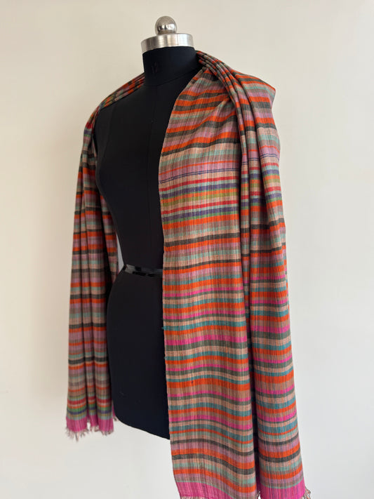 Pashmina Handloom woven strips shawl size 100 x 200 Cm