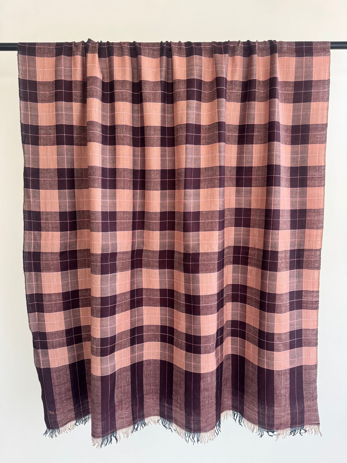Pashmina Handloom woven check shawl size 100 x 200 Cm