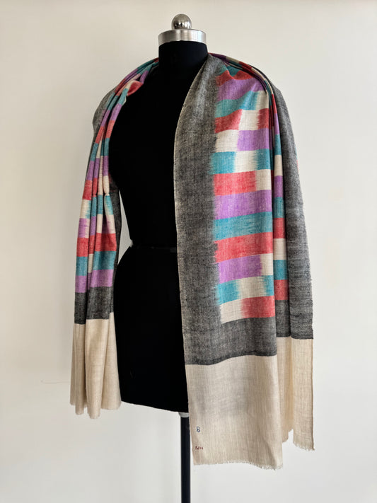 Pashmina Handloom woven ikat shawl size 100 x 200 Cm
