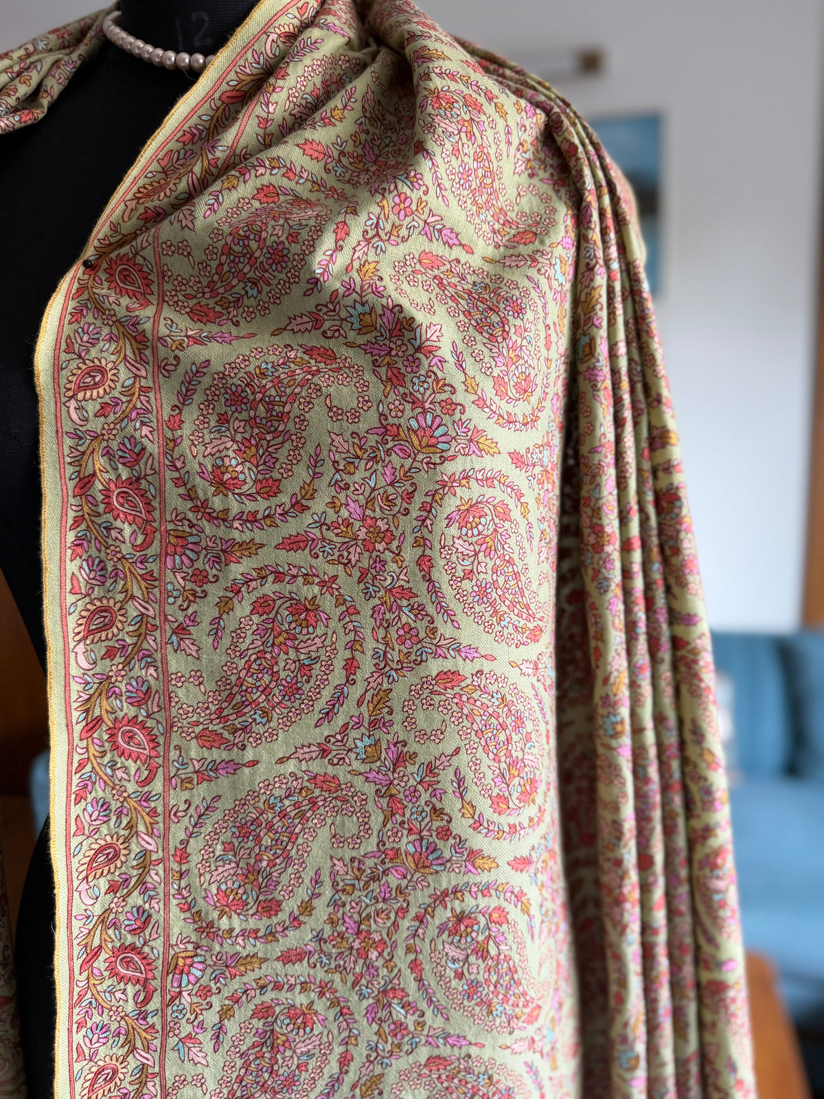 Pure Pashmina handloom woven and Hand hook embroidery shawl