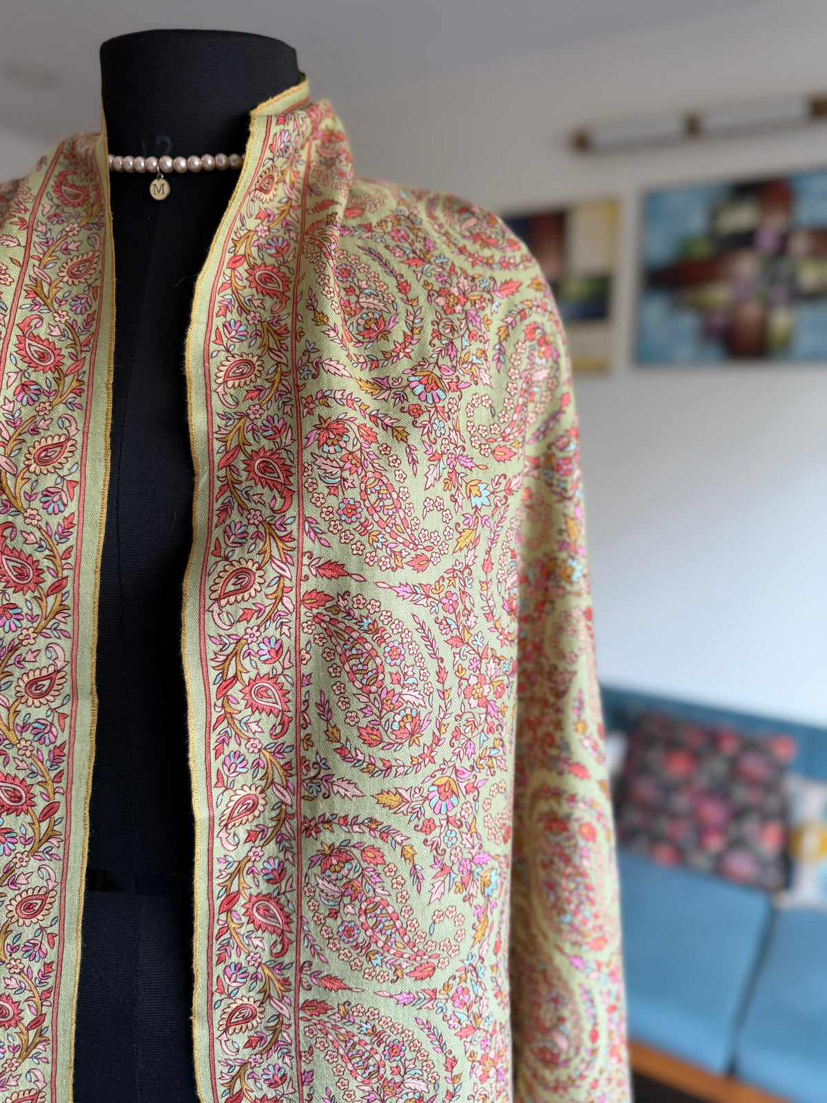 Pure Pashmina handloom woven and Hand hook embroidery shawl