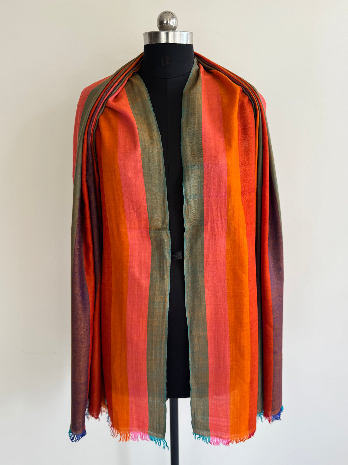 Pashmina Handloom woven strips shawl size 100 x 200 Cm