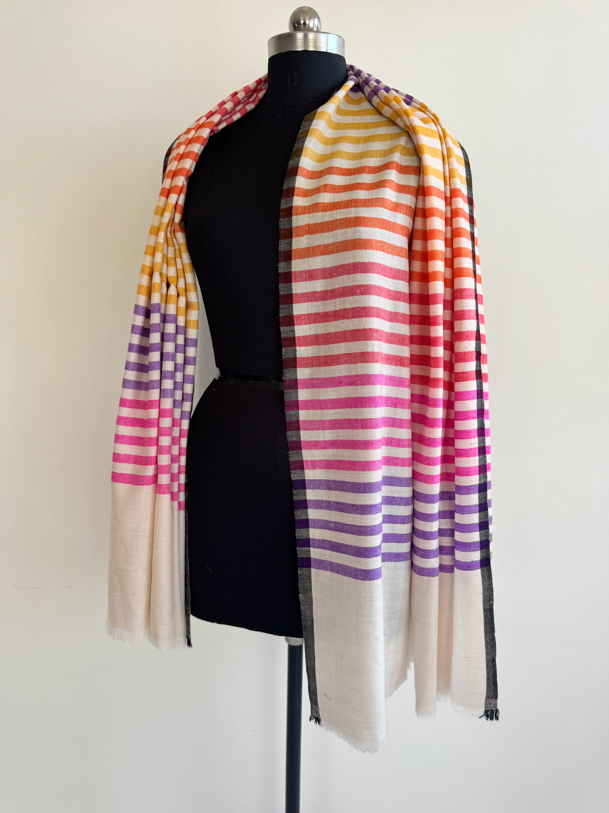 Pashmina Handloom woven strips shawl size 100 x 200 Cm