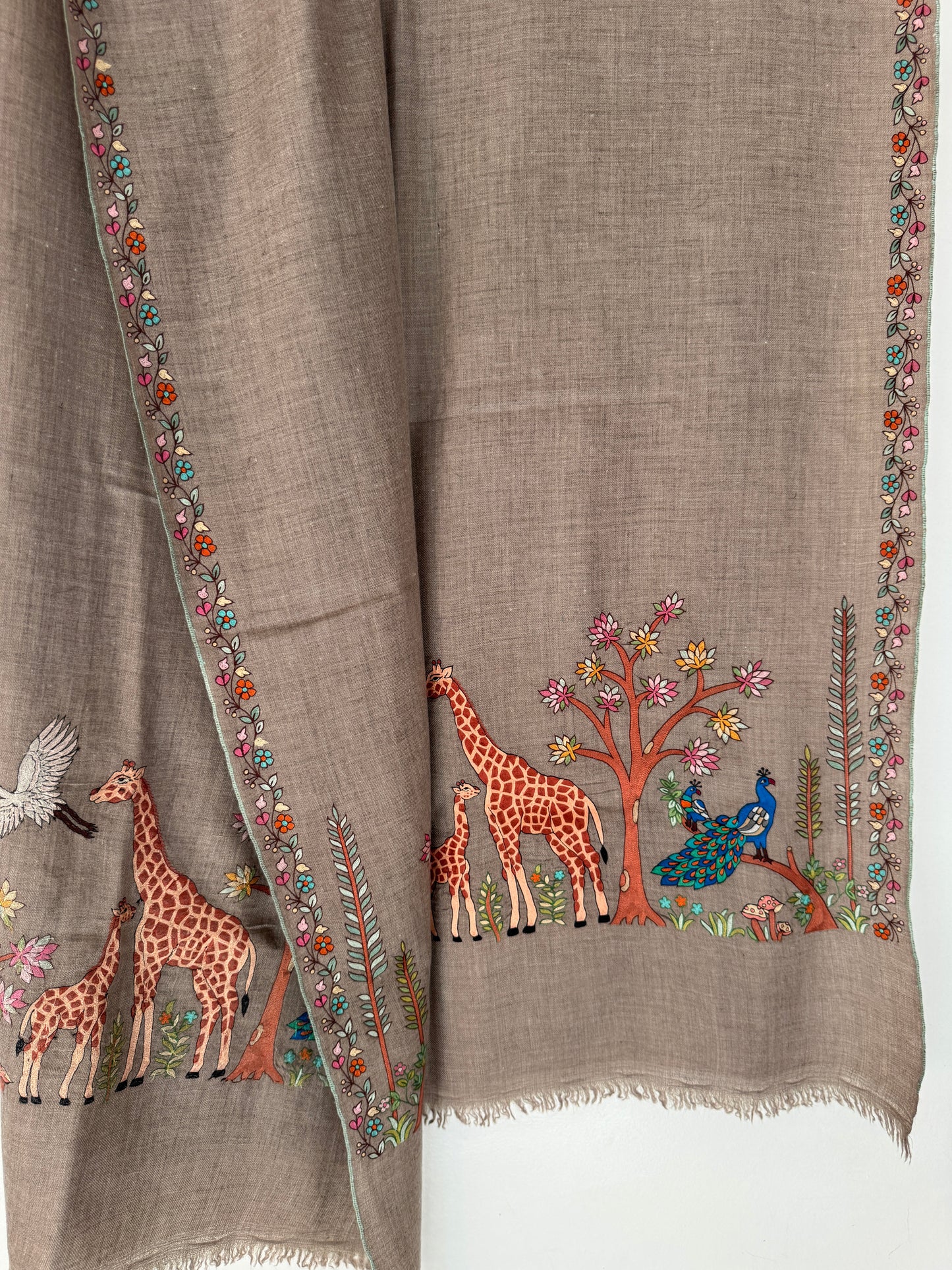 Jungle  Palla Kalmkari Hand embroidery shawl