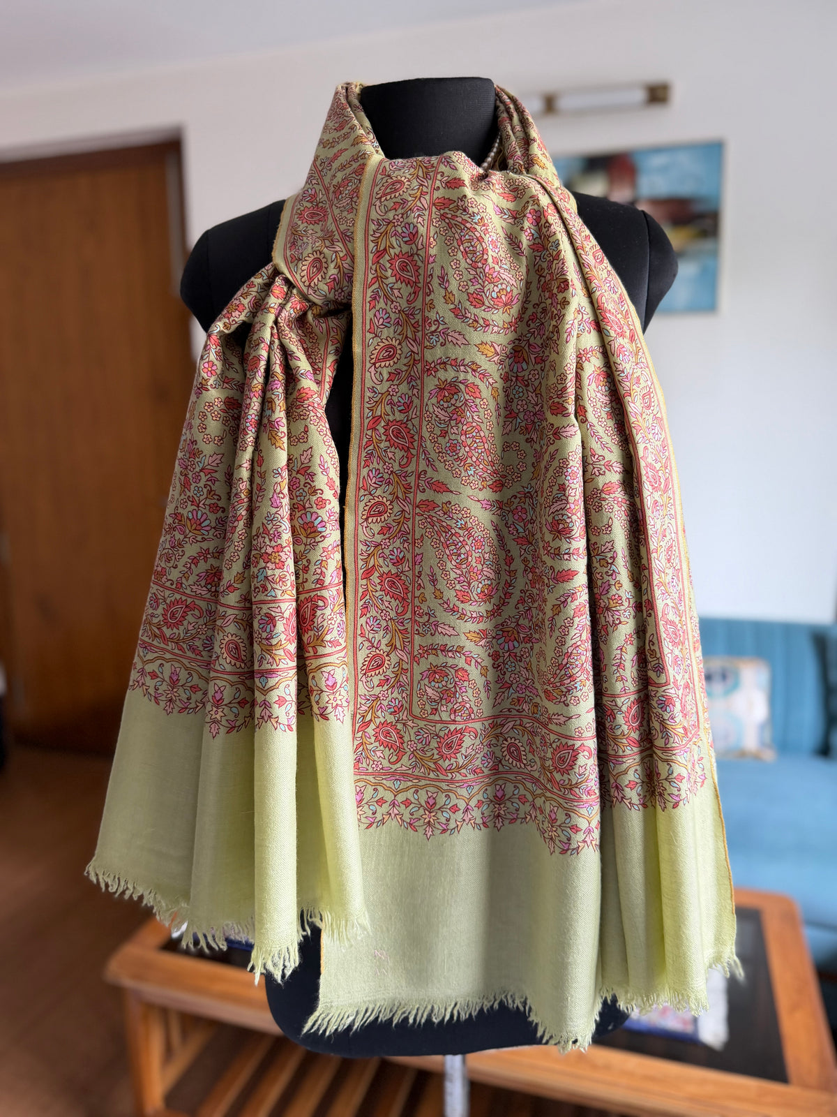 Pure Pashmina handloom woven and Hand hook embroidery shawl