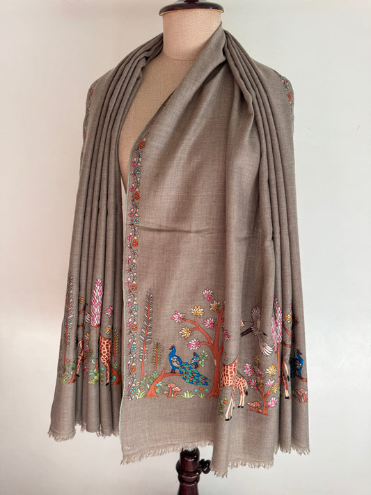 Jungle  Palla Kalmkari Hand embroidery shawl