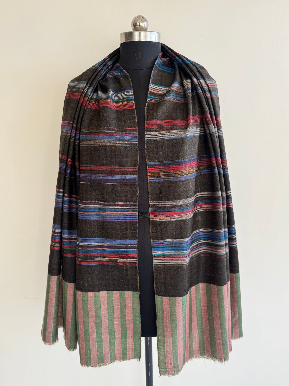 Pashmina Handloom woven strips shawl size 100 x 200 Cm