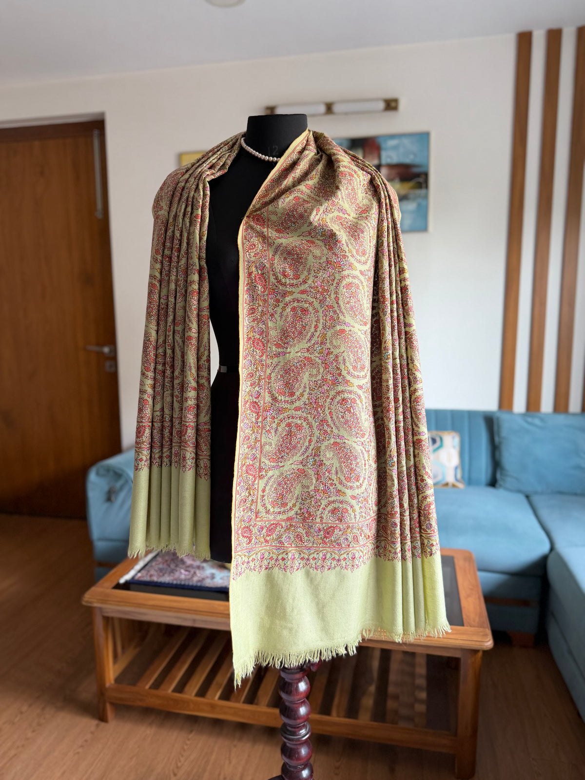 Pure Pashmina handloom woven and Hand hook embroidery shawl